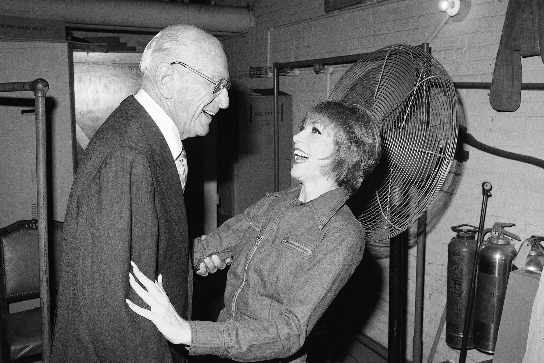 Actress Shirley MacLaine Greeting George Abbott